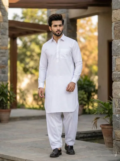 Men's Full Sleeve Pathani Kurta with Salwar – Wine Maroon